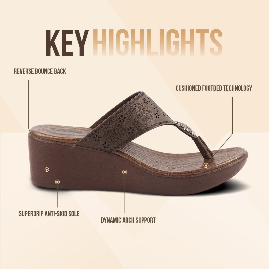 Medifeet Heel Sandals With Embellished Strap For Women's (Arch Support & Comfortable & Cushion Footbed Sandals)