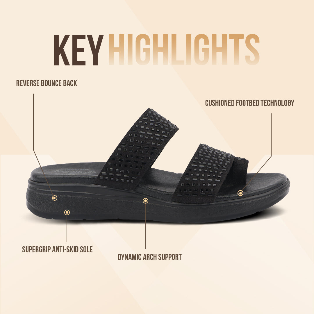 Medifeet Stylish Leather Slippers (Women) (Dual Strap for Better Fit)