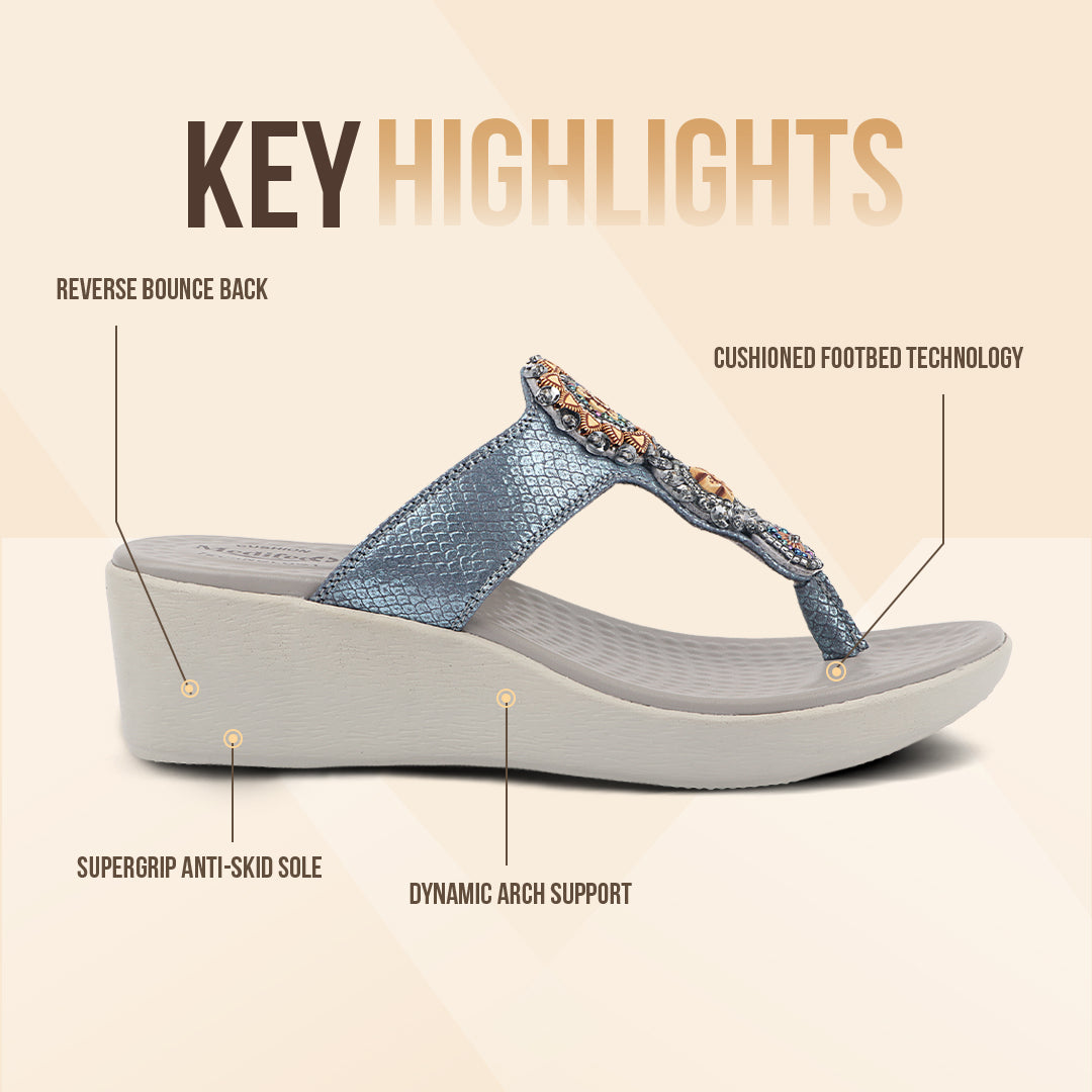 Medifeet Cushioned Wedge Heel Sandals for Women (Arch Support)