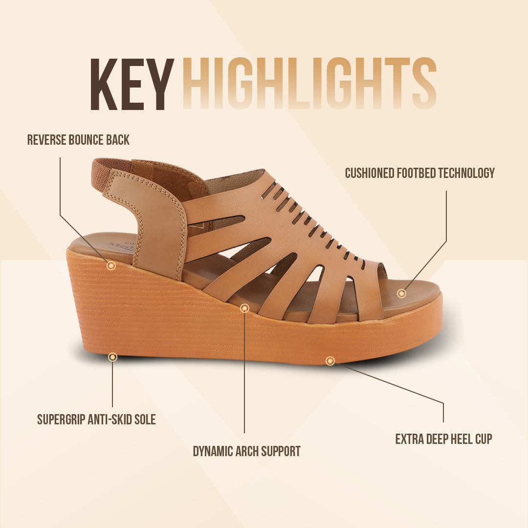 Wedge Heel Women’s Leather Sandals with Arch Support