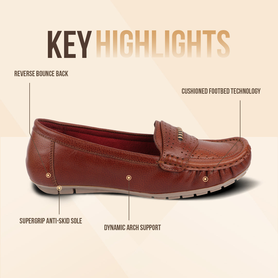 Medifeet Genuine Leather with Arch Support Loafers For Women's