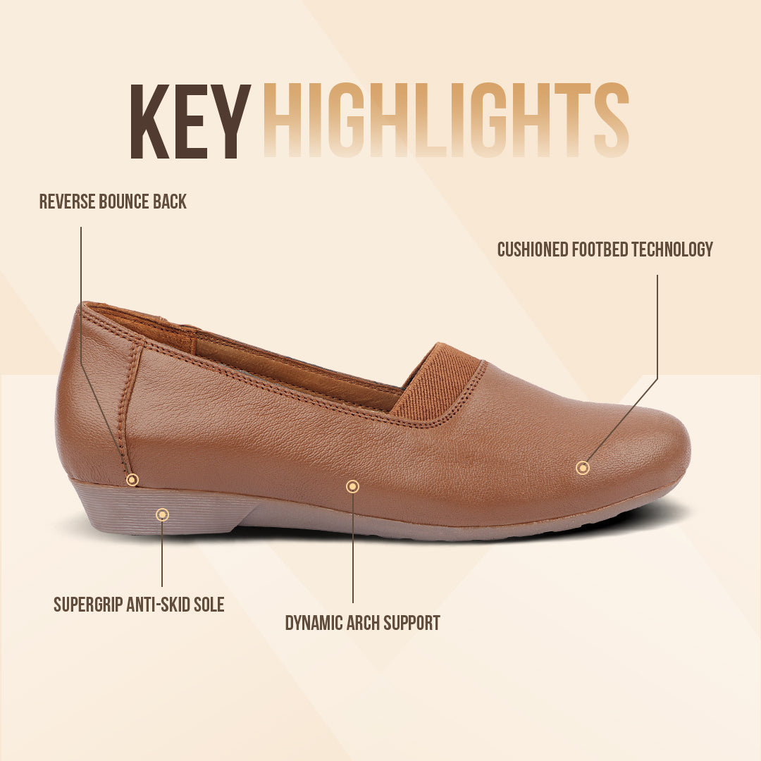 Medifeet Stylish & Comfy Belly Loafers for Women (Anti Skid Grip | Cushioned Footbed)