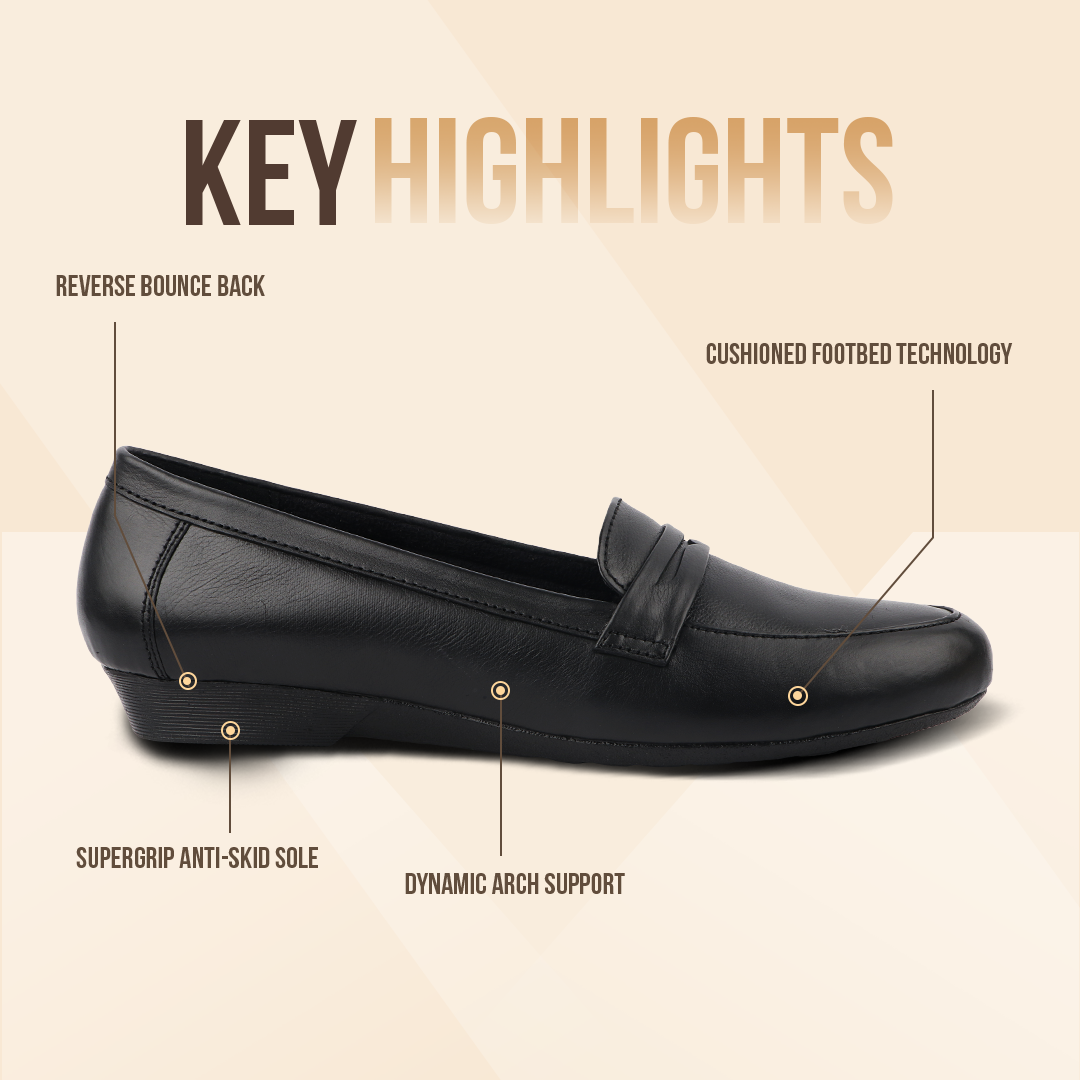 Extra Cushioned Pointed-Toe Belly Loafers for Women