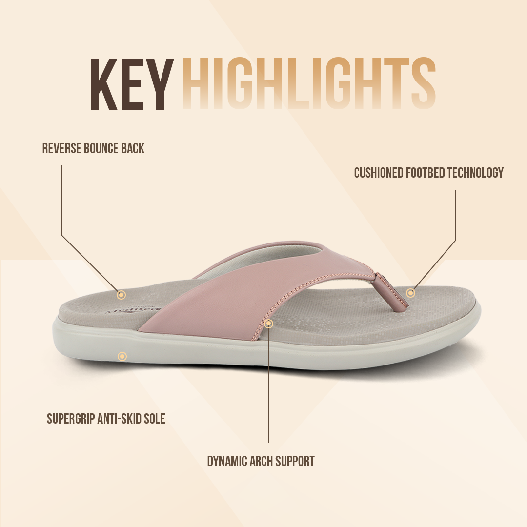 Cushioned V Strap Leather Slippers for Women