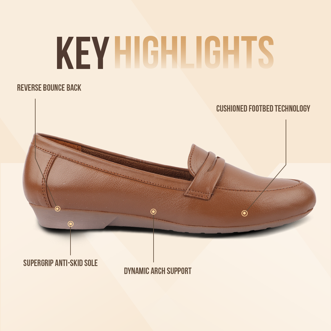 Extra Cushioned Pointed-Toe Belly Loafers for Women