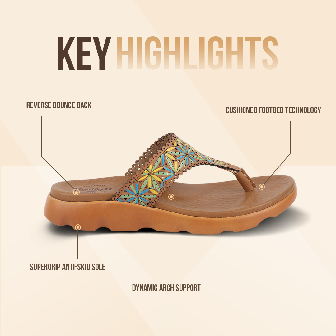 Medifeet V-Flora Comfortable Sandal with Arch Support For Women's