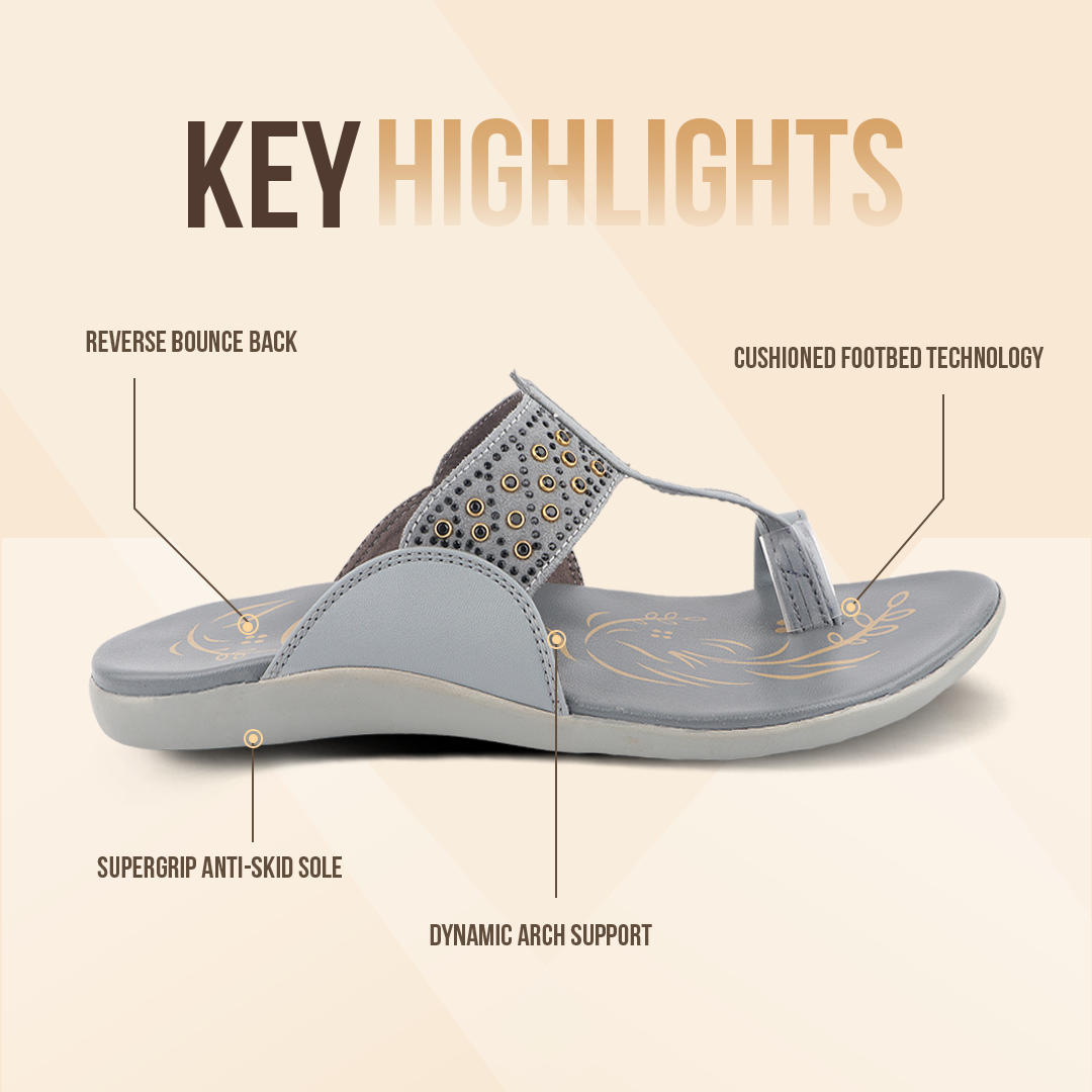 Medifeet Kolhapuri Style Comfortable Leather Slippers for Women