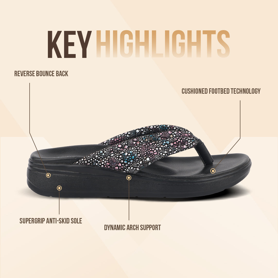 Medifeet Cushion & Comfortable Midsole With Arch Support Slippers For Women's (FLORAL)