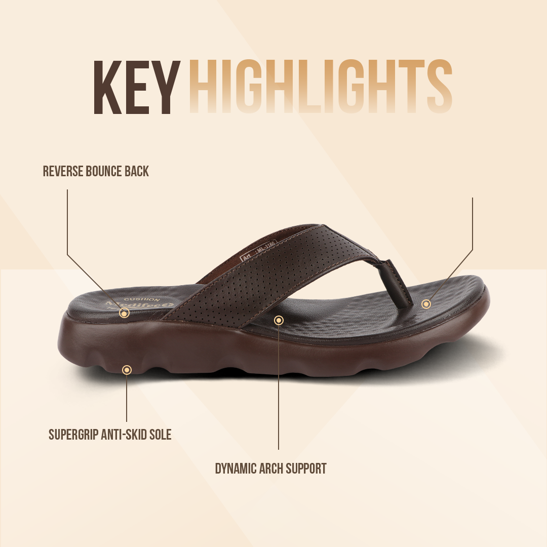 Broad Strap, Cushioned Leather Slippers for Women