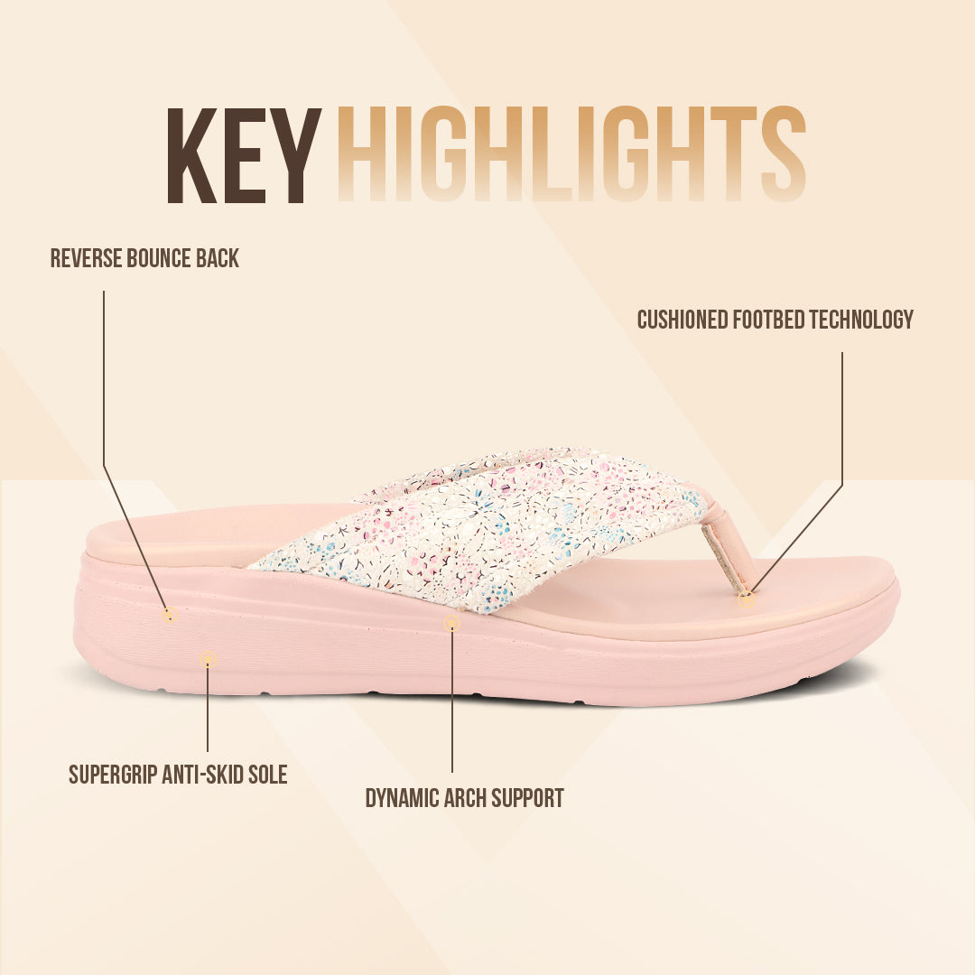 Medifeet Cushion & Comfortable Midsole With Arch Support Slippers For Women's (FLORAL)