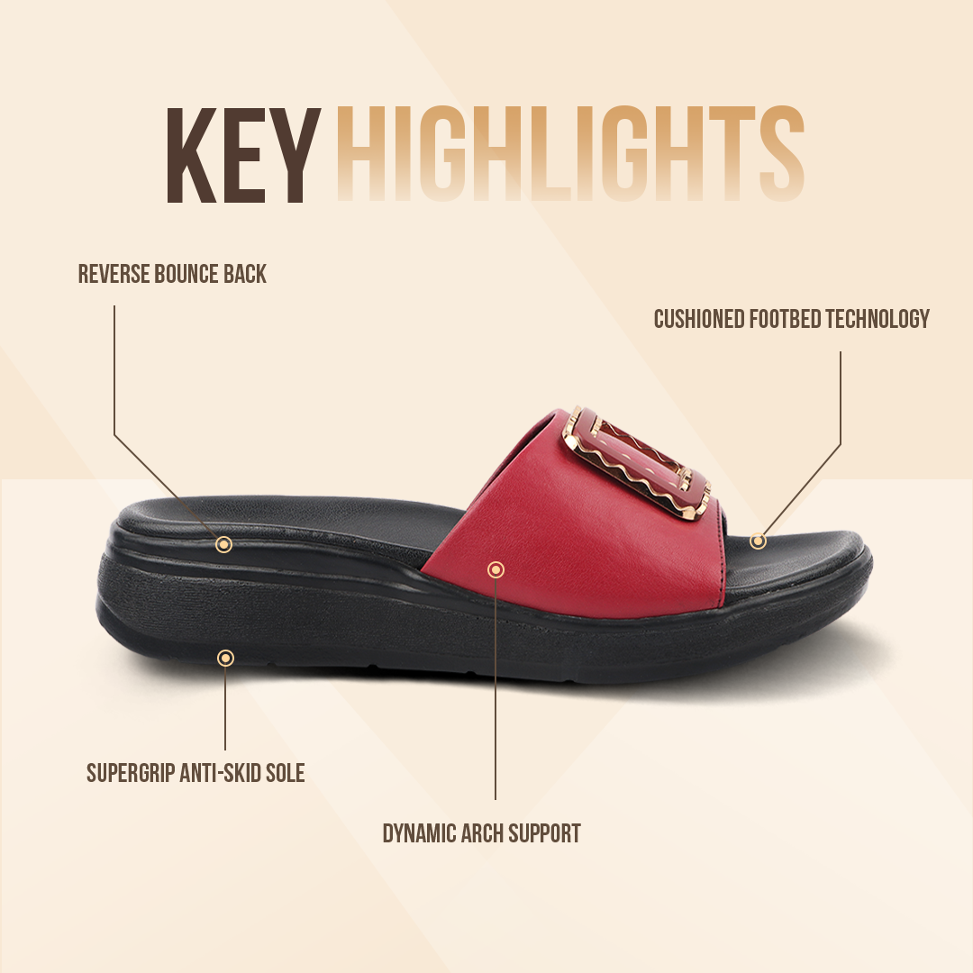 Classic Leather Slippers for Women with Cushioned Footbed