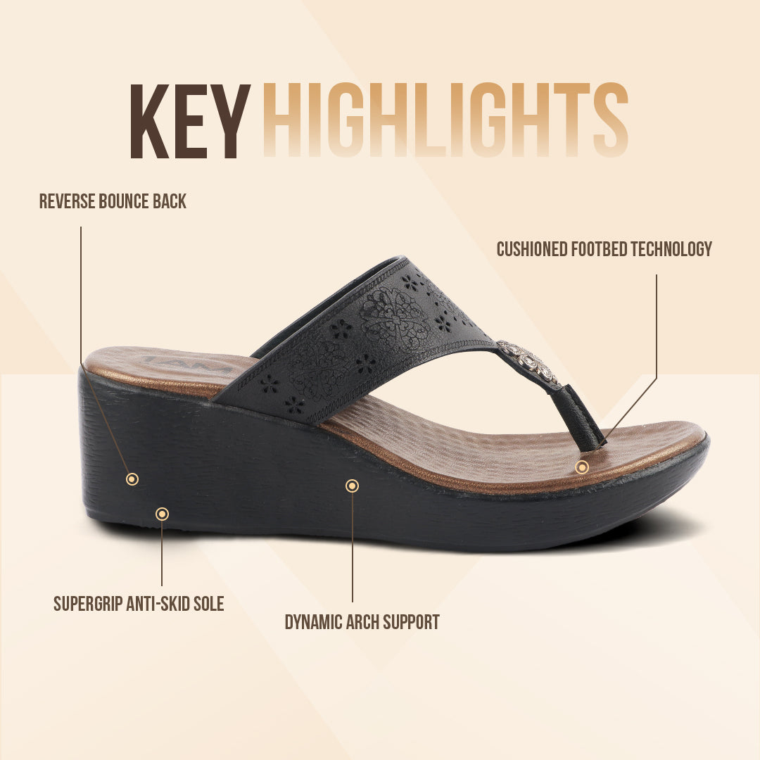 Medifeet Heel Sandals With Embellished Strap For Women's (Arch Support & Comfortable & Cushion Footbed Sandals)