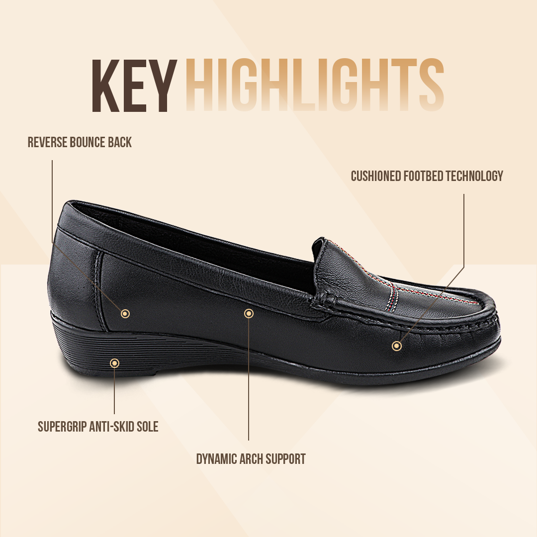 Subtle Heel Leather Loafers for Women with Arch Support