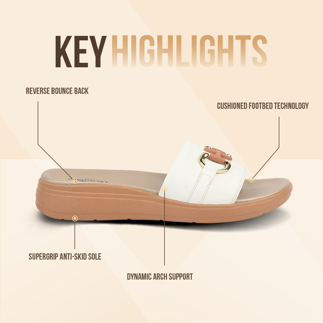 Medifeet Classic Leather Slide for Women (Cushioned Footbed & Arch Support)