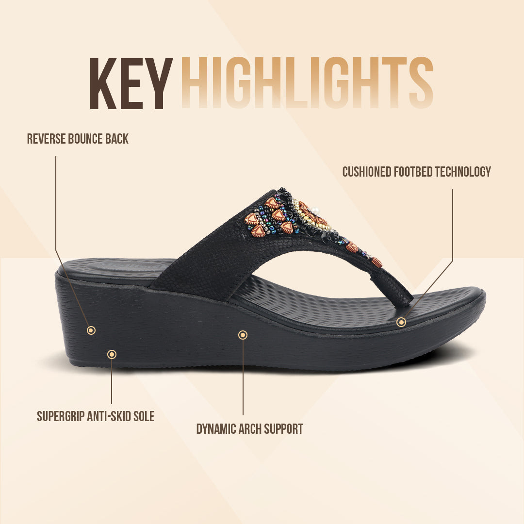 Medifeet Fashion Wedge with Cushion and Comfort Slip-On For Women