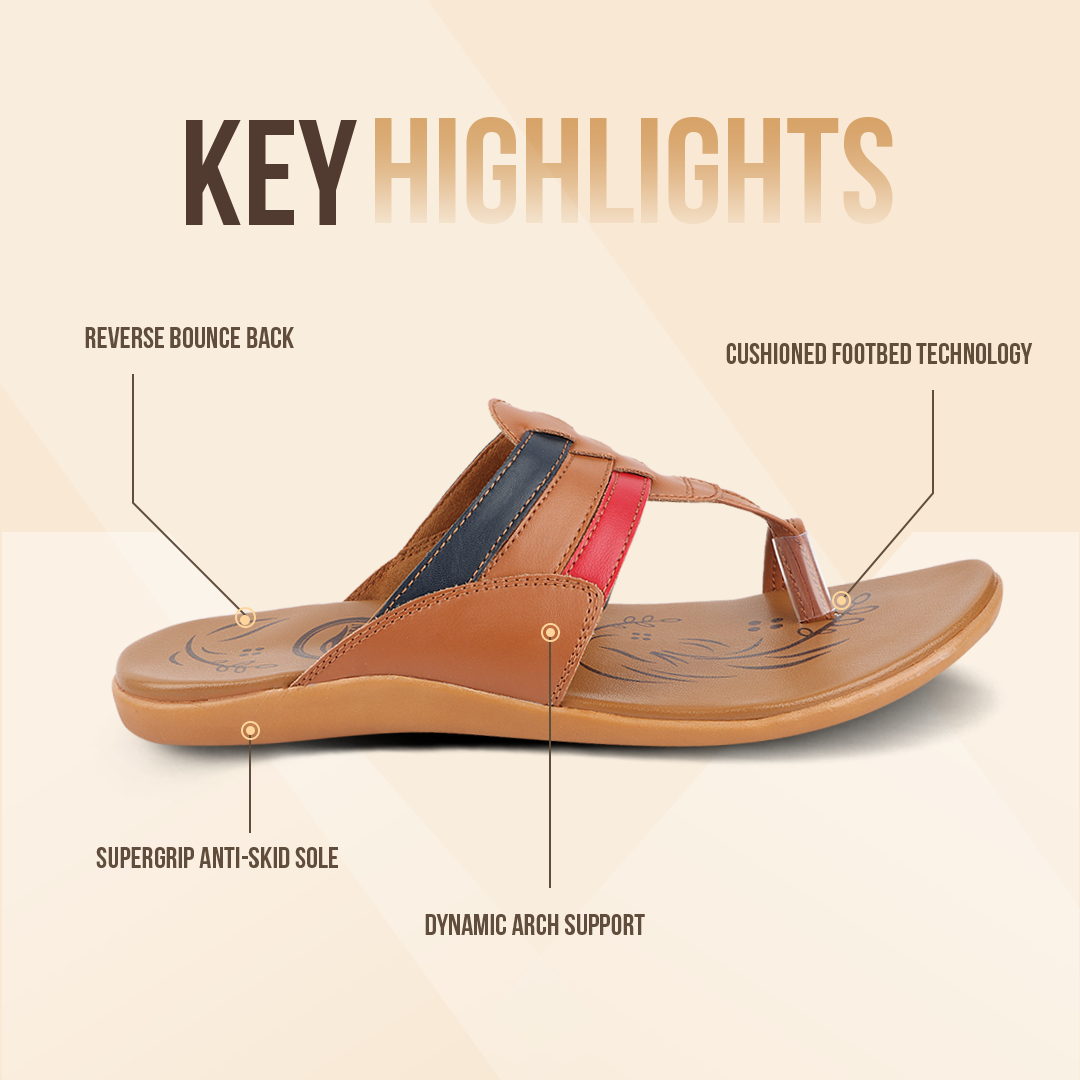 Medifeet Leather Slippers for Women (Kolhapuri Style | Premium Leather)
