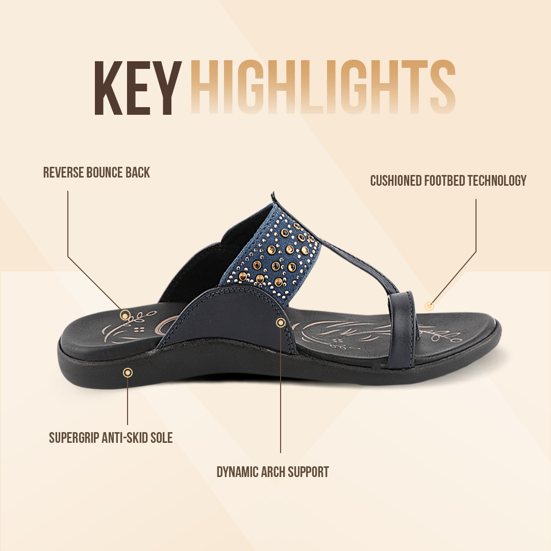 Medifeet Kolhapuri Style Comfortable Leather Slippers for Women