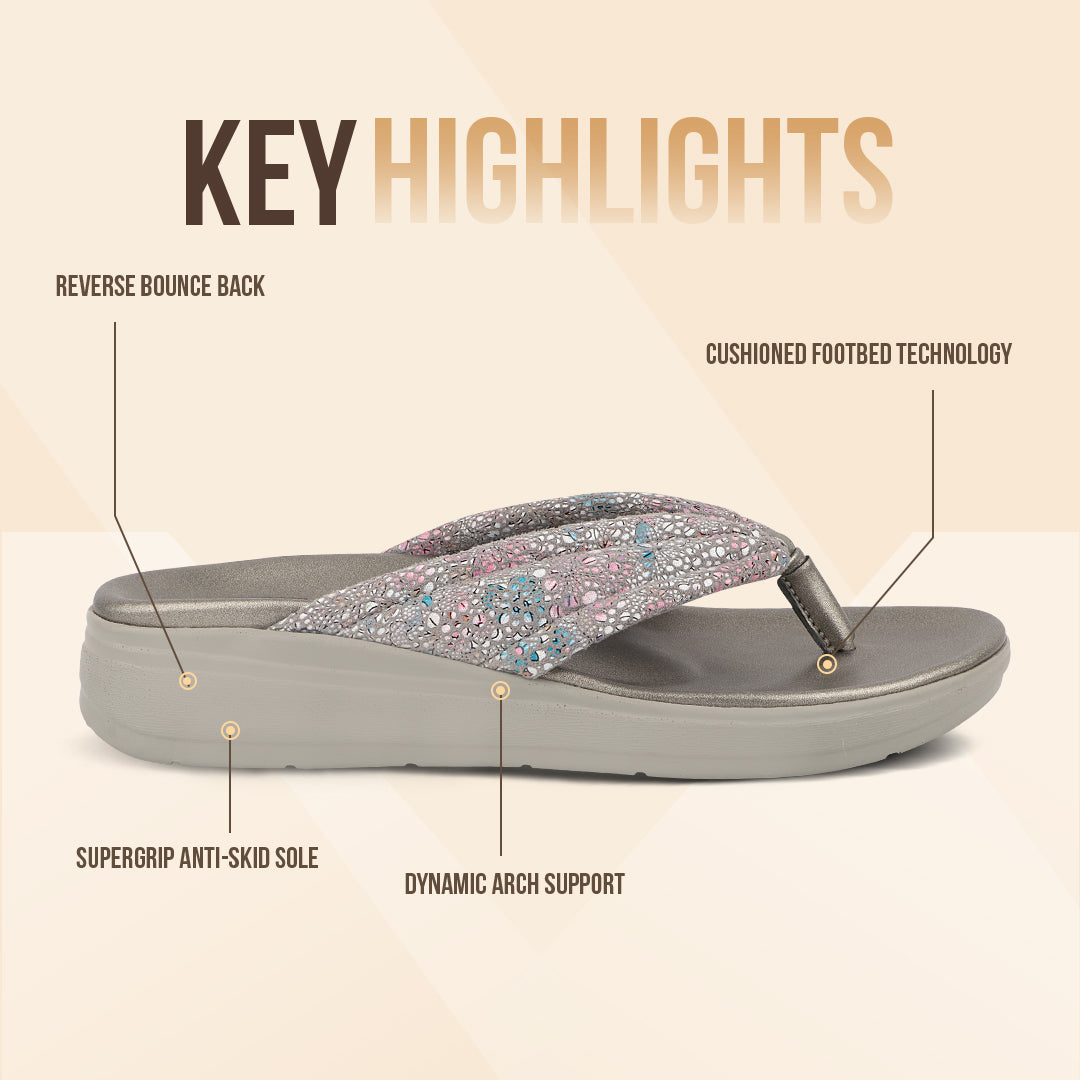 Medifeet Cushion & Comfortable Midsole With Arch Support Slippers For Women's (FLORAL)